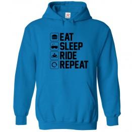 Eat Sleep Ride Repeat Kids and Adults Fashion Outfit Pull Over Hoodie for Bike Riding Lovers